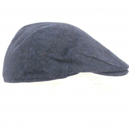 Wicklow Navy Herringbone Tweed Flat Cap - Traclet