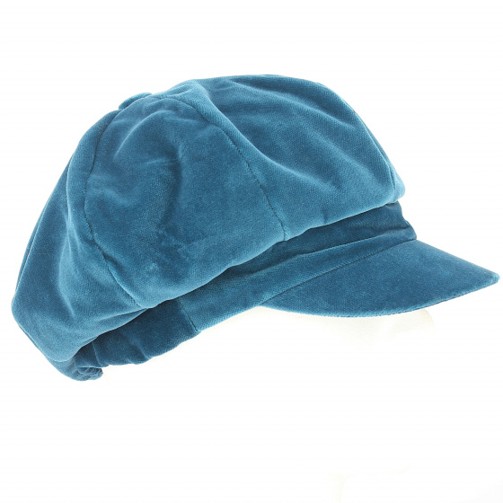 Casquette Gavroche Anna Velours Bleu Pétrole - Traclet Casquette Gavroche Anna Velours Bleu Pétrole - Traclet