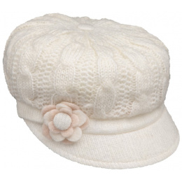 Angele Newsboy Cap White Knit - Traclet