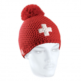Red Swiss Pompom Beanie - LeDrapo