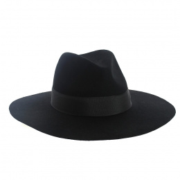 Navy Wide Brim Fedora Hat -The Author - Traclet