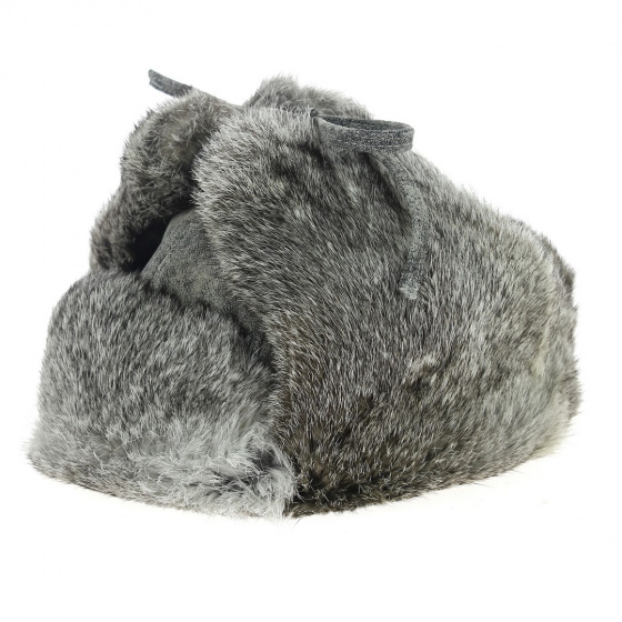 Grey Leather & Rabbit Fur Bomber Ushanka - Stetson