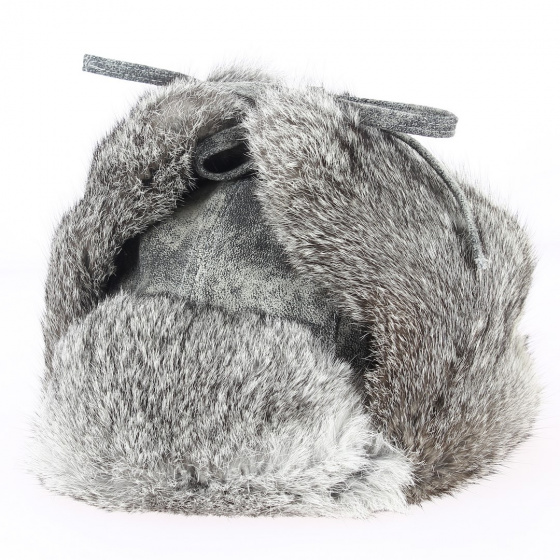Grey Leather & Rabbit Fur Bomber Ushanka - Stetson