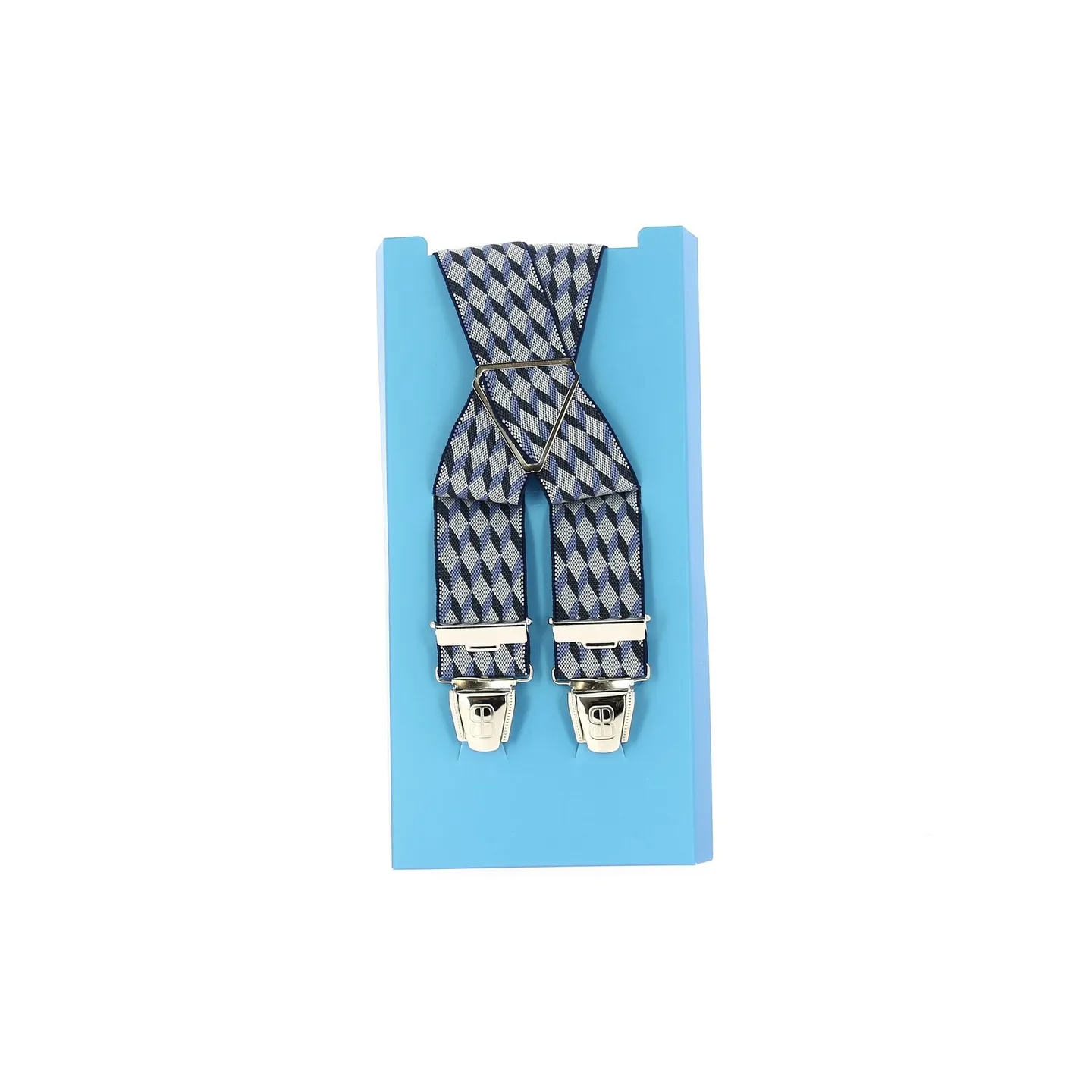 Blue - Black - White Fancy Suspenders Reference: 11396 | Chapellerie Traclet