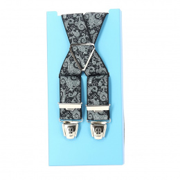 Fancy bandana style suspenders - black