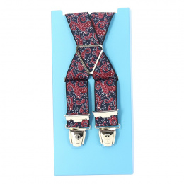 Fancy bandana style suspenders - navy blue