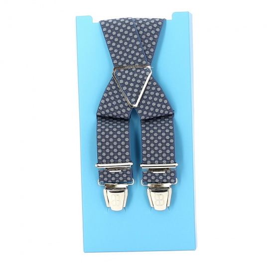 Fancy Round Suspenders - Blue - Gray