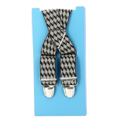 Fancy suspender belt - Beige - Brown checks