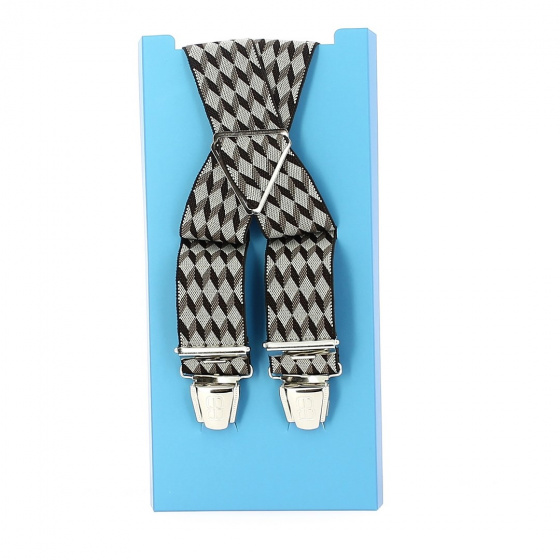 Fancy suspender belt - Beige - Brown checks