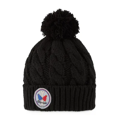 Bonnet Pompon Enfant Alpina Noir - Pipolaki - Chapellerie Traclet Reference : 7211 | Chapellerie Traclet