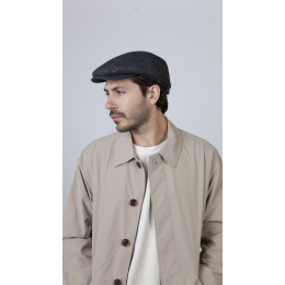 Oslo Chevron Blue Grey Wool Flat Cap - Barts