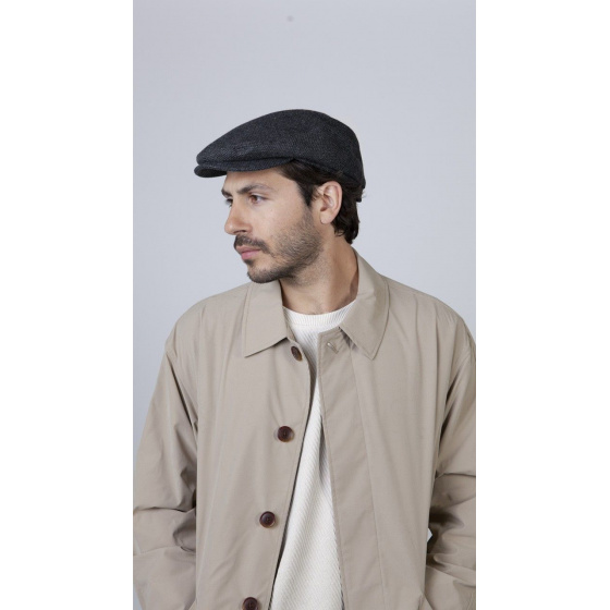 Oslo Chevron Blue Grey Wool Flat Cap - Barts Oslo Chevron Blue Grey Wool Flat Cap - Barts