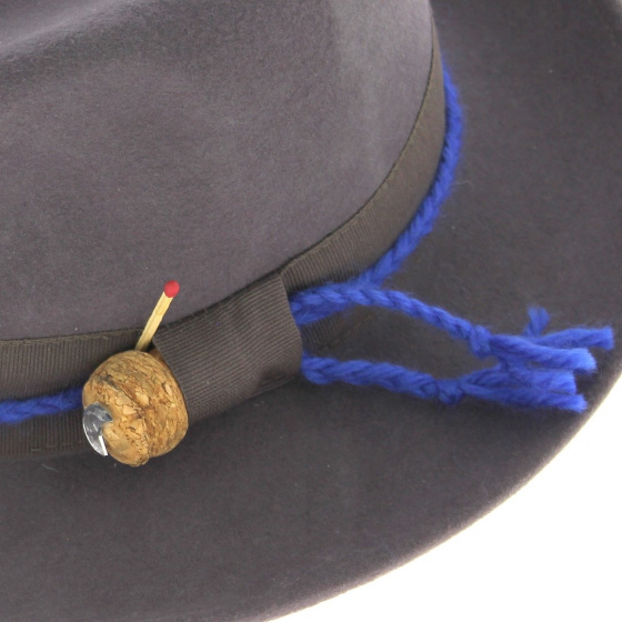 Gray champ' Fedora hat: Unique French creation from the TRACLET Millinery workshops