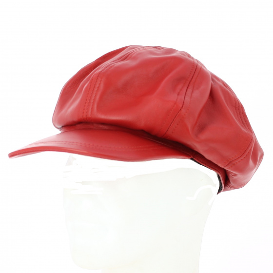 Casquette Gavroche cuir Montagny Rouge