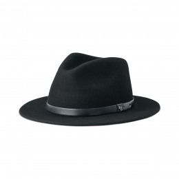 Black Wool Felt Messer Fedora Hat - Brixton
