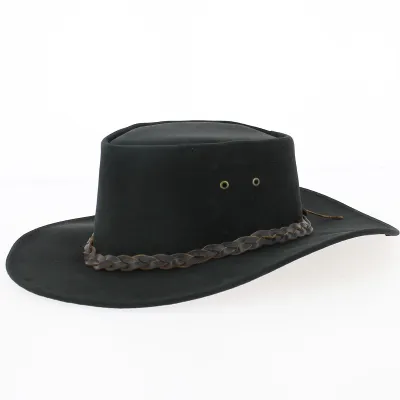 Australian Border Leather Hat Black - Jacaru Reference: 1472 | Traclet Hat Shop