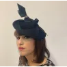 Chapeau Bibi- Serre-tête Zita Feutre Noir - Traclet ,  de cérémonie à plumes noires Reference : 3411 | Chapellerie Traclet