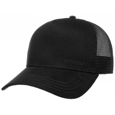 Black Cotton Trucker Baseball Cap - Stetson Reference: 10133 | Chapellerie Traclet