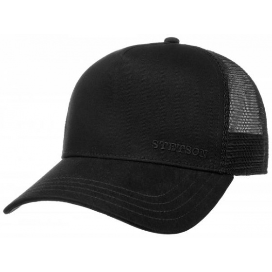Black Cotton Trucker Baseball Cap - Stetson