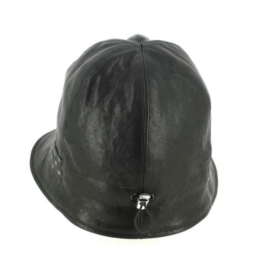 Chapeau Cloche Napoli Cuir Noir- Traclet Chapeau Cloche Napoli Cuir Noir- Traclet