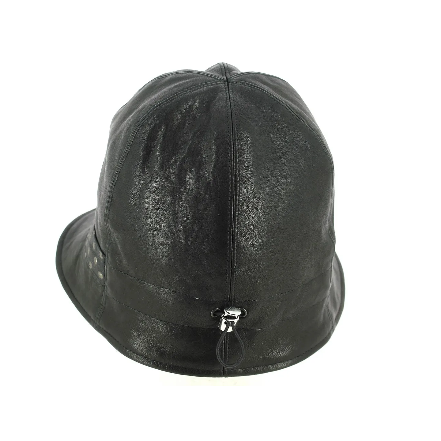 Black Leather Inforchia Cloche Hat - Traclet Reference: 11496 | Traclet Hat Shop