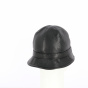 Black Leather Napoli Cloche Hat - Traclet