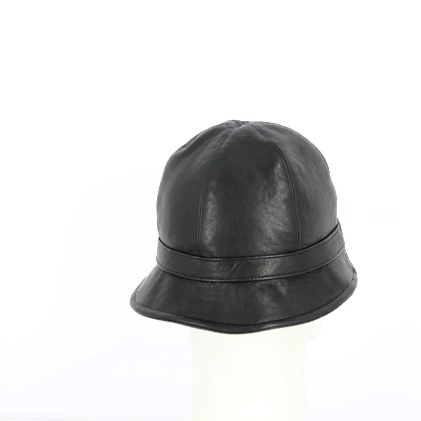 Black Leather Inforchia Cloche Hat - Traclet Reference: 11496 | Traclet Hat Shop