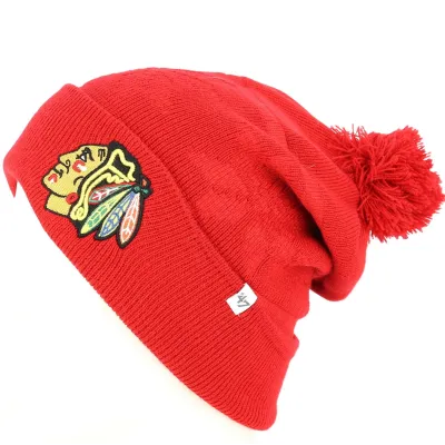 Bonnet Long à Pompon Chicago Blackhawks - 47Brands Reference : 4046 | Chapellerie Traclet