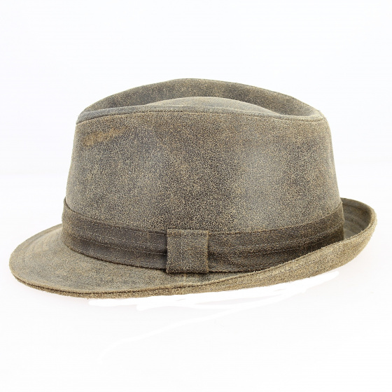 Vintage Leather Trilby Hat Roo - Traclet Vintage Leather Trilby Hat Roo - Traclet