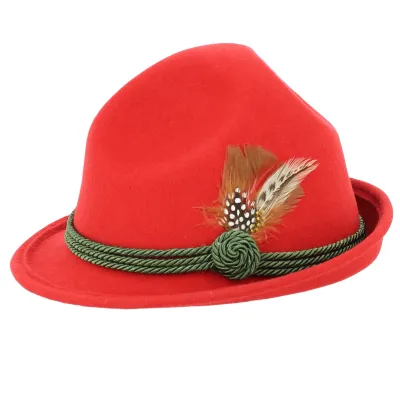 Chapeau tyrolien rouge - achat chapeau Reference : 289 | Chapellerie Traclet