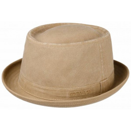 Washed Beige Organic Cotton PorkPie Nahuas Hat - Stetson