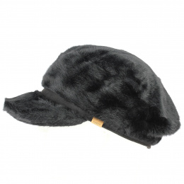 Black Faux Fur Gypso Newsboy Cap - Barts