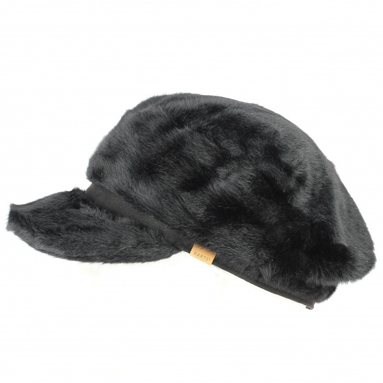 Black Faux Fur Gypso Newsboy Cap - Barts