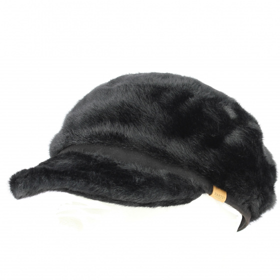 Black Faux Fur Gypso Newsboy Cap - Barts