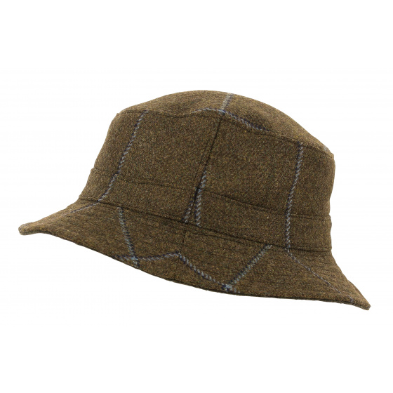 Brown Checkered Wool Reversible Clipper Bucket Hat - City Sport