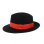 Fedora Vanador Hat Felt Wool Black Red Ribbon Waterproof - Traclet