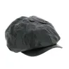 Black leather newsboy cap Reference: 11555 | Traclet Hat Shop