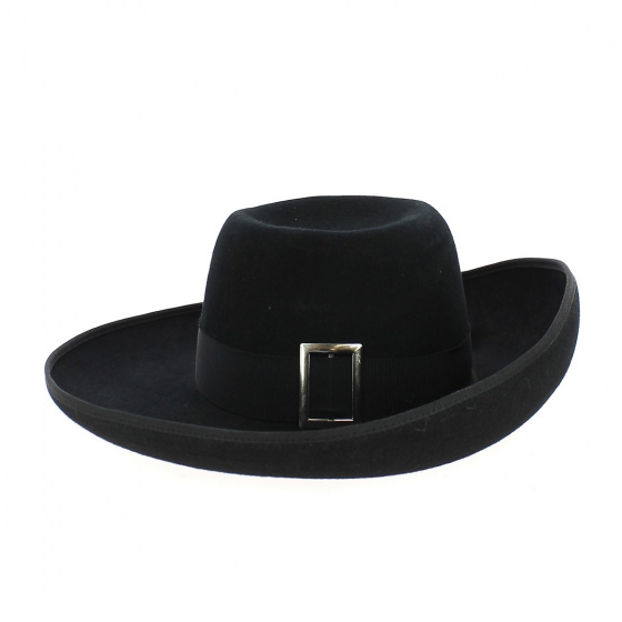 Black Felt Musketeer Hat - Traclet Black Felt Musketeer Hat - Traclet