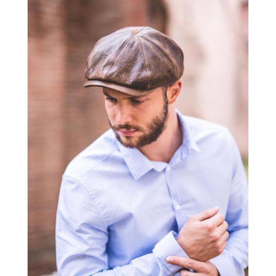 Casquette hatteras Houston cuir Vieilli - Crambes