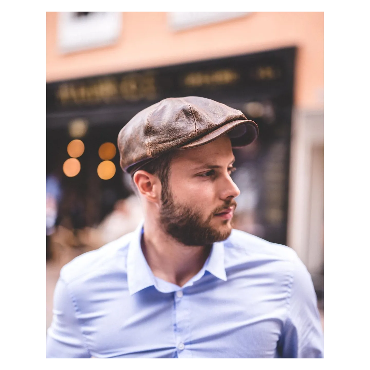 Casquette hatteras Houston cuir Vieilli - Crambes Reference : 11438 | Chapellerie Traclet
