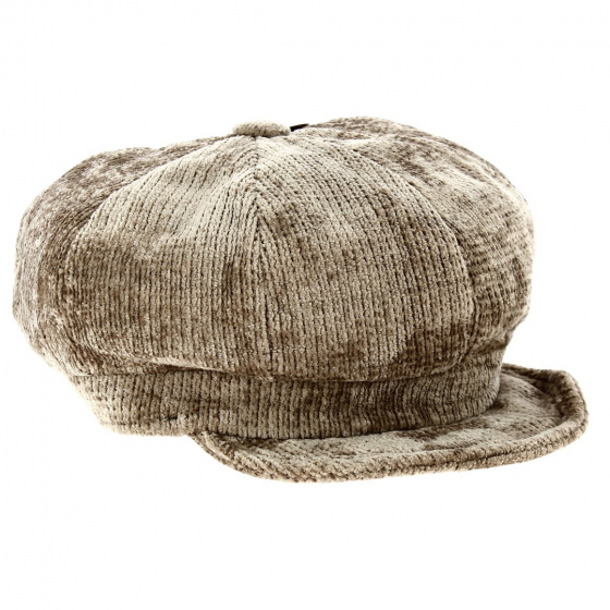 Mittelbraun Newsboy Velvet Cap - Brown