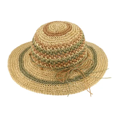 Sain-Bel Paper Straw Wide Brim Hat Beige & Khaki - Traclet Reference: 10278 | Traclet Hatters