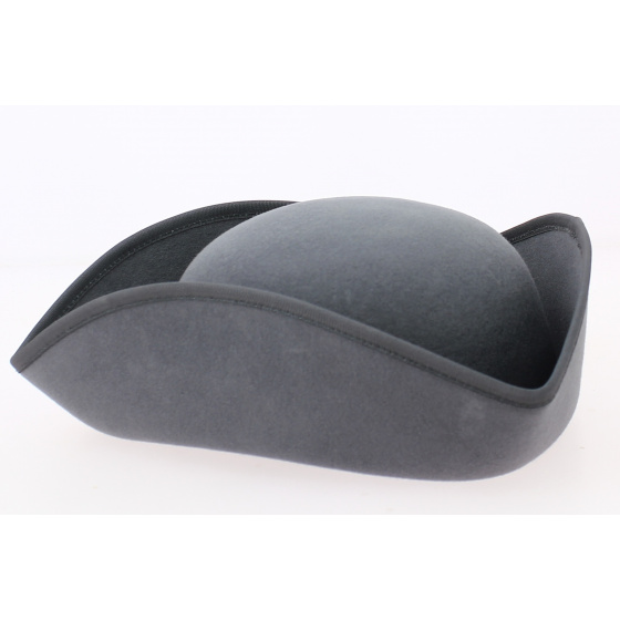 Small Gray Wool Felt Tricorn - Traclet