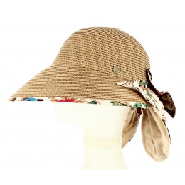 Palmira Floral Straw Neck Cover Cap Tobacco - Traclet