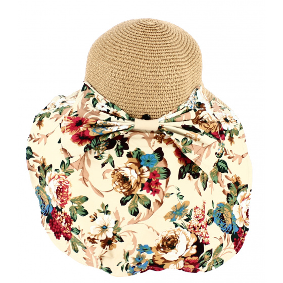 Casquette Cache-Nuque Palmira Paille Fleuri Tabac - Traclet Casquette Cache-Nuque Palmira Paille Fleuri Tabac - Traclet