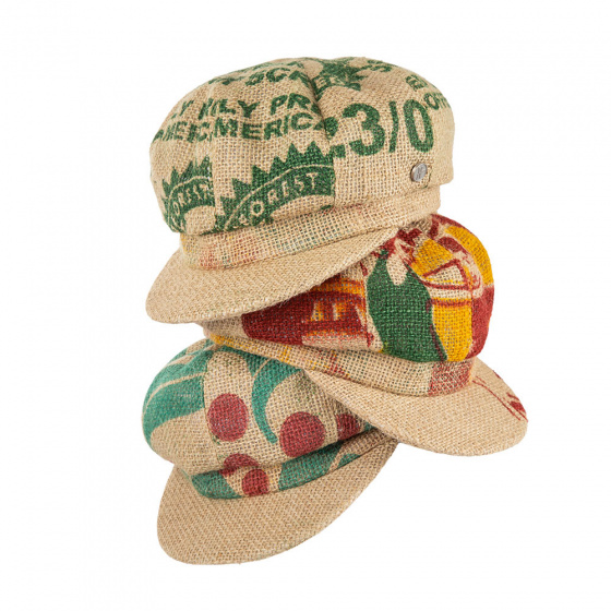 Cappuccino newsboy cap jute fabric - ReHats