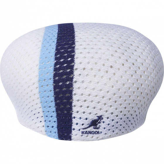 504 Mesh-Stripe Flat Cap White - Kangol
