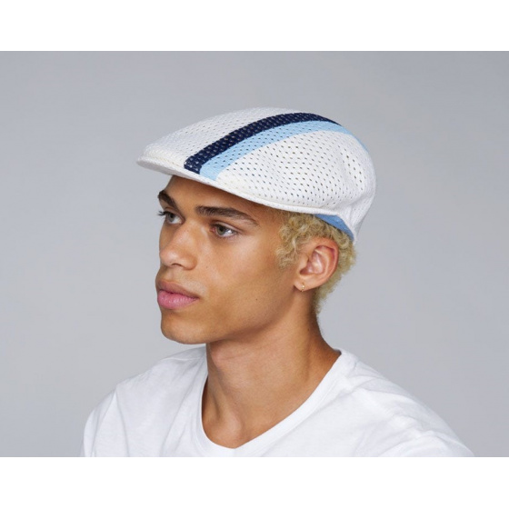 Casquette Plate Mesh-Stripe 504 Blanc- Kangol