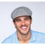 Grey Linen Lipsey Flat Cap - Bailey