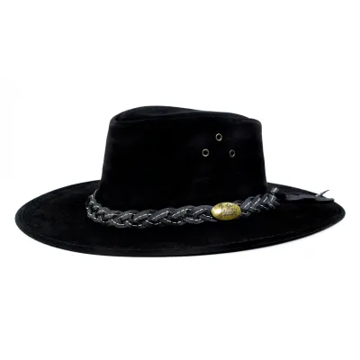 Black Wallaroo Leather Hat - Jacaru Reference: 11761 | Traclet Hat Shop